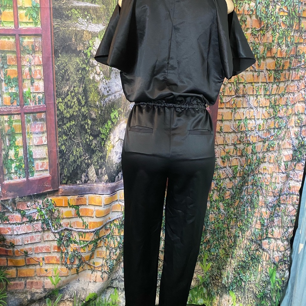 Rachel Roy black satin sheen jumpsuit size M - Picture 7 of 16